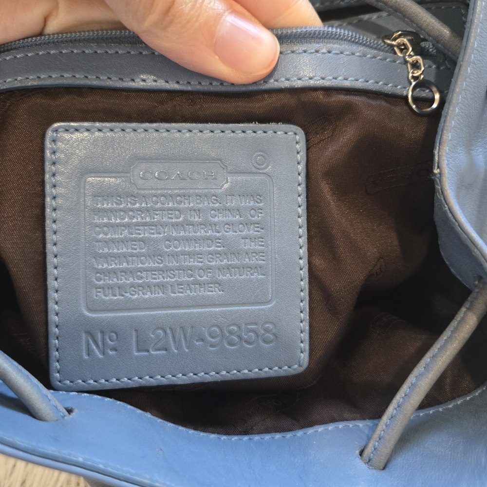 Coach Light Blue Leather Drawstring Backpack - image 4